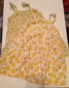 Rabbit Bear Organic 2 Pieces Girl Size 7 Sundresses Printed Muslin Tiered - Picture 1 of 7