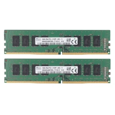 Hynix DDR4 32GB (2X16GB) 2133MHz PC4-17000 288-Pin 2RX8 UDIMM Desktop Memory Ram - Image 1 of 4