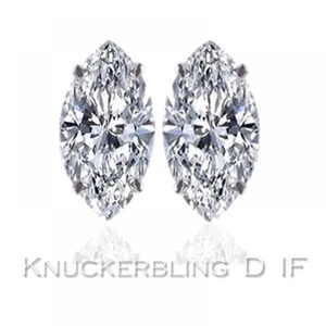 0.50ct Certified D IF Marquise Shape Diamond Solitaire Stud Earrings in Platinum - Picture 1 of 1