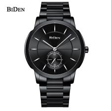 BIDEN Men's Quartz Watch Stainless Steel Strap Business Waterproof Wristwatch 