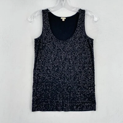 Camiseta sin mangas J Crew para mujer talla XS extra pequeña negra lentejuelas sin mangas cuello redondo Foto 1 de 4