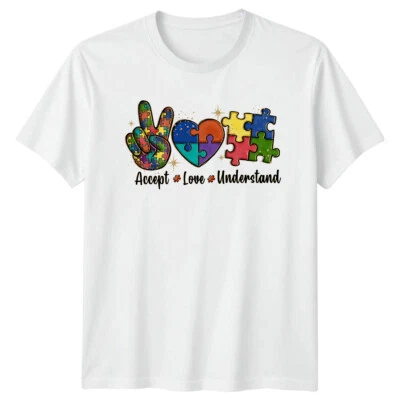 Accept Love Understand Autism Awareness Puzzle Piece T-Shirt - Image 1 of 4