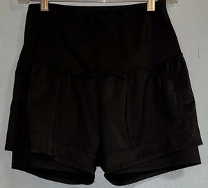 Shein Damen Größe Medium schwarz gefüttert doppellagig 2 in 1 Yoga Shorts - Bild 1 von 5