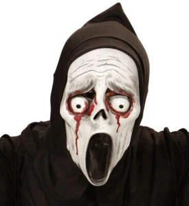 Halloweenmaske aus Latex schreiender Geist mit Kapuze Horrormaske - Bild 1 von 2