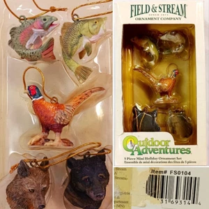 COLLECTIBLE FIELD & STREAM MINIATURES ORNAMENTS SET OF 5 FISH BEAR WOLF NIB - Picture 1 of 10
