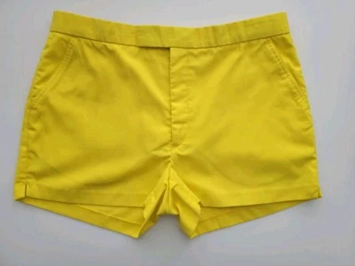 罕见复古皇家骑士尺寸 38 x 3 英寸内缝短裤可调腰黄色  — 第 1/4 张图片