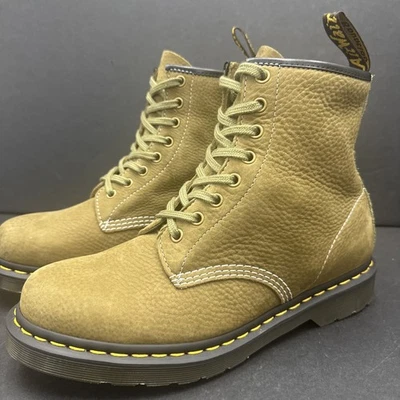 Dr Martens женщин 10 мужчин 9 галтованный нубук платформе ботинки приглушенный оливковый кружева 31695 - Изображение 1 из 4