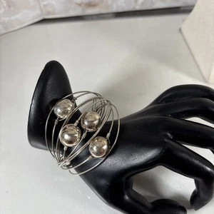 Sterling Silver Cuff Bracelet w/ 4 balls Spheres Sculptural Type 31g -Tested - Picture 1 of 6