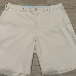 PETER MILLAR Salem Performance Shorts Men’s 36 9” Inseam Beige Crown Sport Golf - Imagen 1 de 8