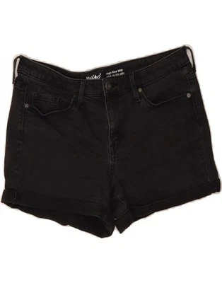MOSSIMO Womens High Waist Denim Shorts US 10 Large W34 Black Cotton BD06 — 第 1/3 张图片