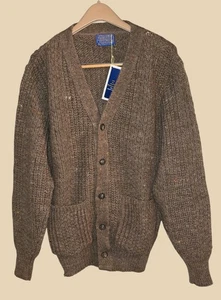 Pendleton Cardigan Sweater Vintage Virgin Wool Mens Grandpa Brown Size Medium - Picture 1 of 24