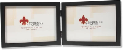 Lawrence Frames 5x7 Double Picture Frame | Black Wood Hinged Horizontal - Image 1 of 4