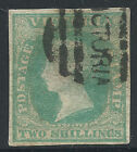 1854 VIC Victoria Australia QV 2/- Blue Green Woodblock Back Thinning