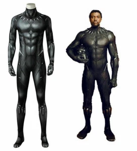 Marvel Black Panther T'Challa Wakanda King Jumpsuit Mask Cosplay Costume w/sole - Picture 1 of 11