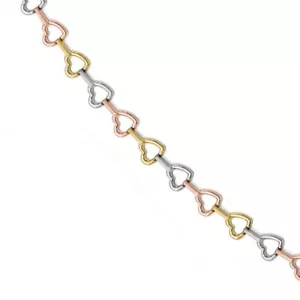 10k 10kt Tri Color Heart Bracelet 8mm 7.5 inch Lobster - Picture 1 of 4
