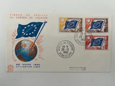 FDC Premier jour d'émission Y&T Timbre de Service 17 à 21 Conseil de l'europe 2 - Photo 1/4