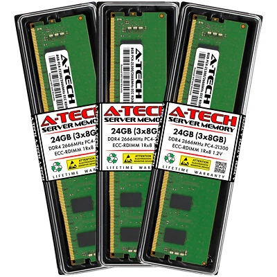 24GB 3x 8GB PC4-2666 RDIMM Supermicro 1029U-TN12RV-NEBS-DC Memory RAM - Image 1 of 4