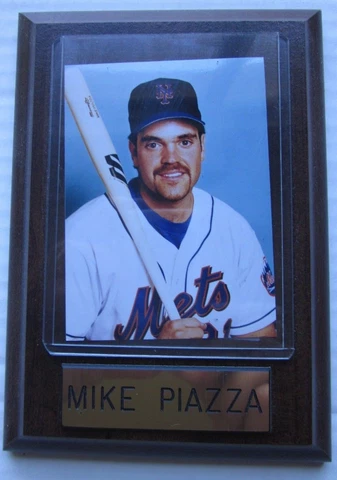Mike Piazza New York Mets Small Color Photo Plaque with His Name Plate Nr Mint Cover