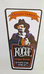 ROGUE Ales ~ "Oregon Golden" Beer Tap Handle Sticker Collector/Man Cave - Picture 1 of 2