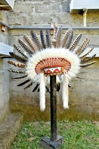 Choctaw headdress Warbonnet Real Feather Indian Turkey aztec headdress brown