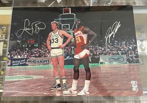 Beckett Authentic Dominique Wilkins & Larry Bird Autograph 26x18 Photo - Picture 1 of 2