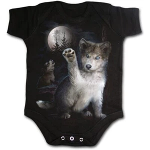 HUSKY WOLF PUPPY DOG TAROT FULL MOON DREAM CATCHER ROMPER NEWBORN 000 00 0 - Picture 1 of 3