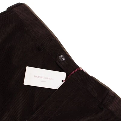 Pantalones chinos/informales Luciano Barbera nuevos con etiquetas talla 58 (42 EE. UU.) en algodón marrón liso Foto 1 de 4