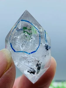 Natural Herkimer Diamond Enhydro Crystal Cluster Gem&two moving water drop 18G - Picture 1 of 7