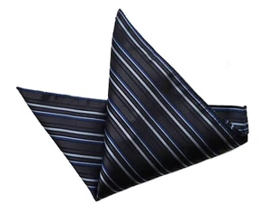 Gascoigne Pocket Square Silk Brown Gray Blue Striped Men's - Picture 1 of 1