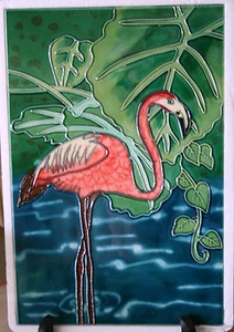ral TILE CRAFT DECORATIVE CERAMIC TILE - FLAMINGO - Picture 1 of 2