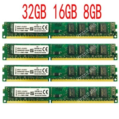 32GB 16GB 8GB DDR3 1600MHz PC3-12800 240Pin DIMM KVR Memoria SDRAM Kingston IT - Image 1 of 4