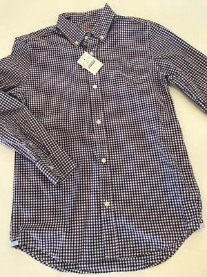 NUEVO CON ETIQUETAS 12 AÑOS CREWCUTS NIÑOS PÚRPURA CALIDAD TEJIDA BOTONES A CUADROS CAMISA TOP Foto 1 de 4