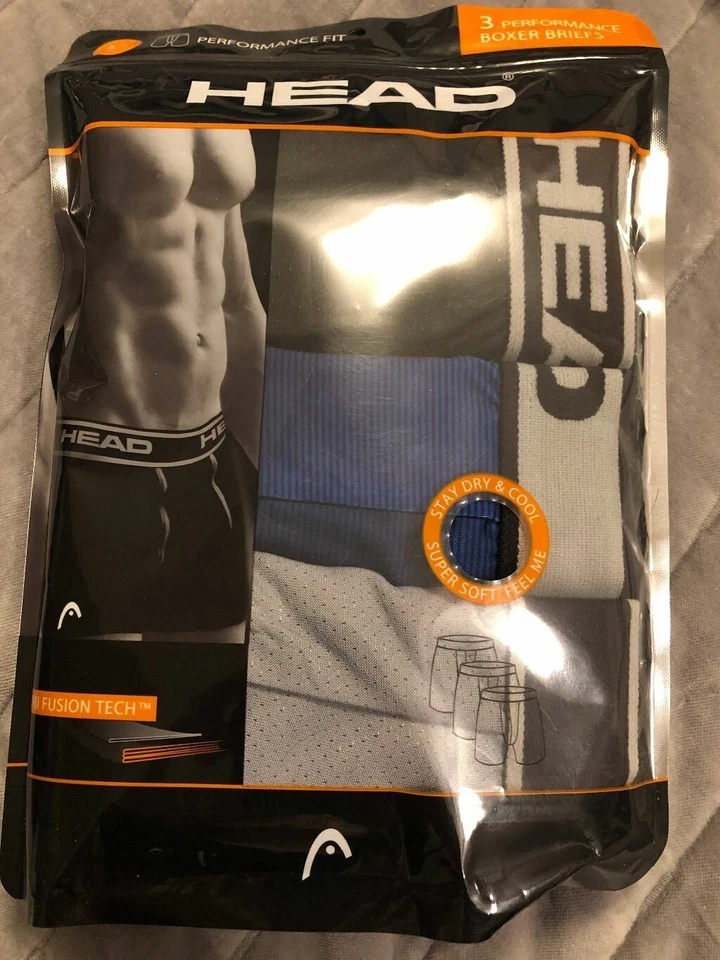 HEAD Men?s Performance Boxer Briefs X-large Blue/gray/black 3-pack