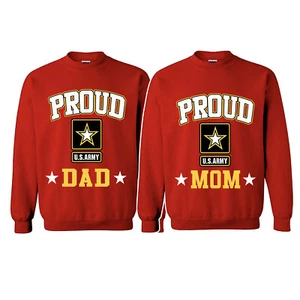 Proud Army Mom - Proud Army Dad Matching Sweatshirts Best Military Parents Gift - Picture 1 of 8