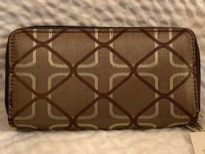 Ladies Beautiful Brown and Gold Tan Clutch Wallet - Picture 1 of 10
