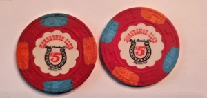 Horseshoe club casino Reno Casino Chips 2 $5.00 RARE - Picture 1 of 1