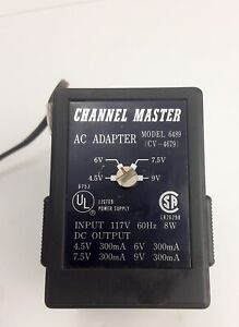 Channel Master AC Adapter Model 6489 117V / 4.5V, 6V, 7.5V, & 9V Outputs