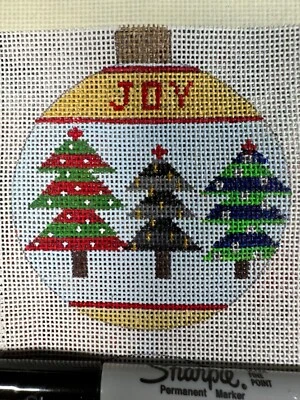 ZWEIGART MONO CANVAS Handpainted Needlepoint Zweigart Canvas little Christmas trees 18mesh
