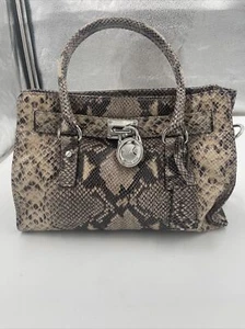 Michael Kors Hamilton Python Snake Skin Shoulder Bag Large Chain Strap - Picture 1 of 4
