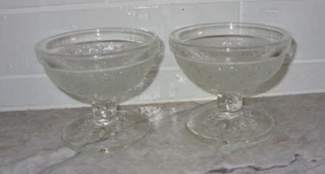 Indiana Tiara Sandwich Glas 2 Champagner große Sherbet Schalen Stielgläser Knopf Stiel - Bild 1 von 5