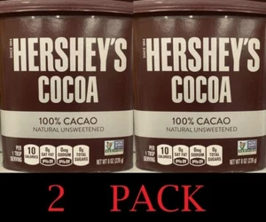 2x Hershey's Cocoa 100% CACAO Natural Unsweetened Powder 8 oz tub - 2 PACK - Picture 1 of 5