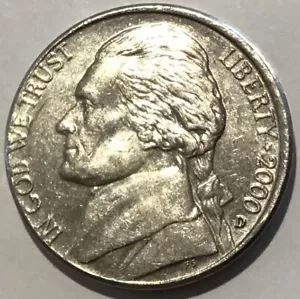2000 D - Jefferson Nickel-Off Center/Offset Die Misalignment-Obverse -XF- #n112 - Picture 1 of 4