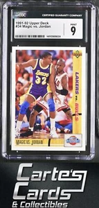 Michael Jordan vs Magic Johnson 1991-92 Upper Deck #34 Bulls Lakers CGC 9 - Picture 1 of 2