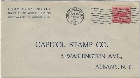 FDC   629-3 --  White Plains -- 10-18-26  -- 1st Paul Duerr Cover