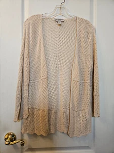 Gilet donna vintage collezione Valerie Stevens uncinetto beige maniche 3/4 taglia large - Foto 1 di 23