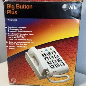 Big Button Plus Telephone AT&T Phone With Cord One Touch Dialing - Zdjęcie 1 z 8