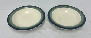 Pfaltzgraff Purple Blue Green Band Off-White Rimmed Bowl - Picture 1 of 5