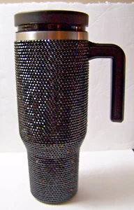 HYDRAPEAK Black Rhinestone Stainless Steel Tumbler Coffee Holder w/Handle READ - Picture 1 of 7