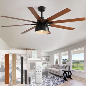 52'' Farmhouse Ceiling Fan with Light Remote Dual Side Wood Blades Reversible DC - Picture 1 of 9