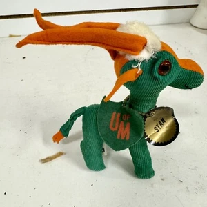 VTG 1950's Personality Pet University Of Miami W Tags U Of M Plush Corduroy BH - Picture 1 of 8